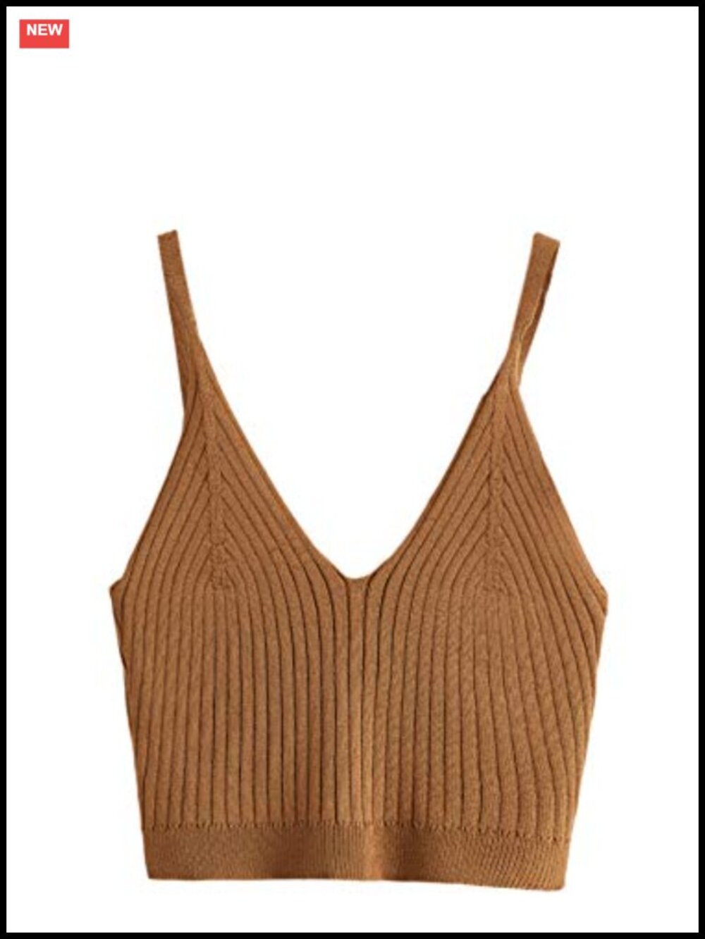 Ribbed Knit Crop Cami Top V-Neck Sleeveless Spaghetti Strap